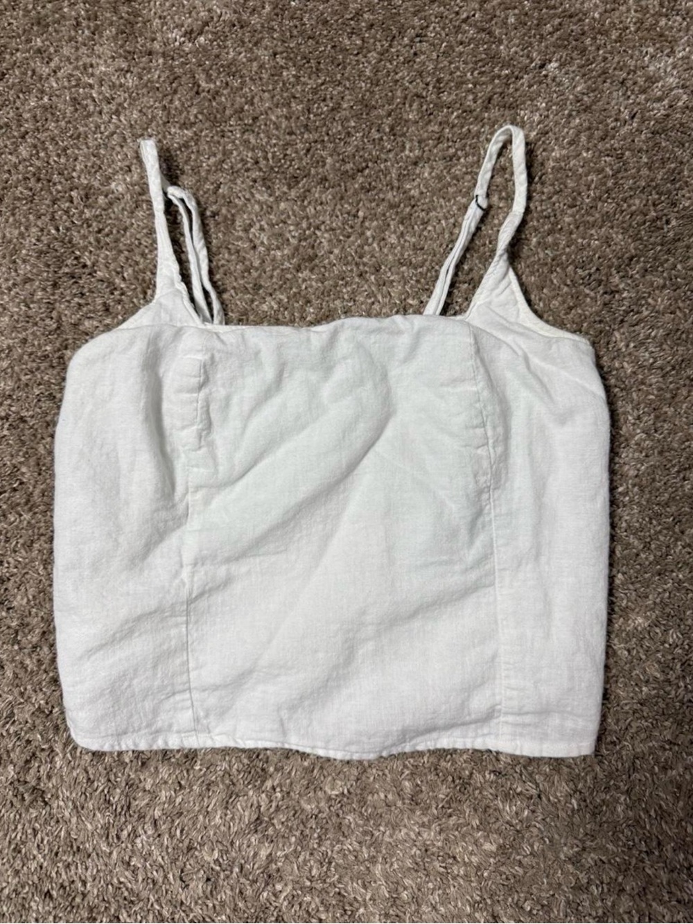 Abercrombie & Fitch White Linen-Blend Square Neck Cami